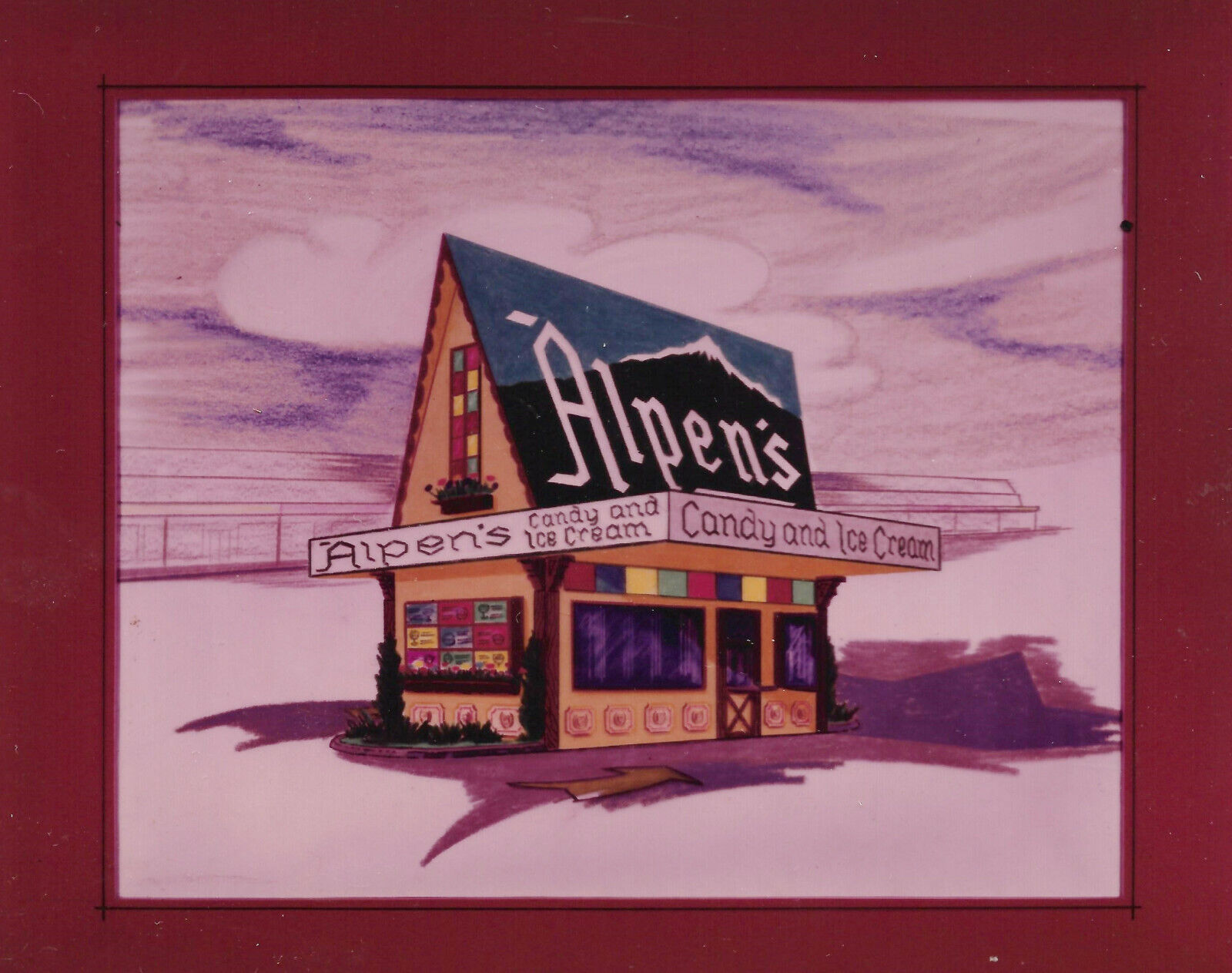 Vintage ALPEN'S CANDY & ICE CREAM SHOP Greenbrier TN Drawing Negative N1