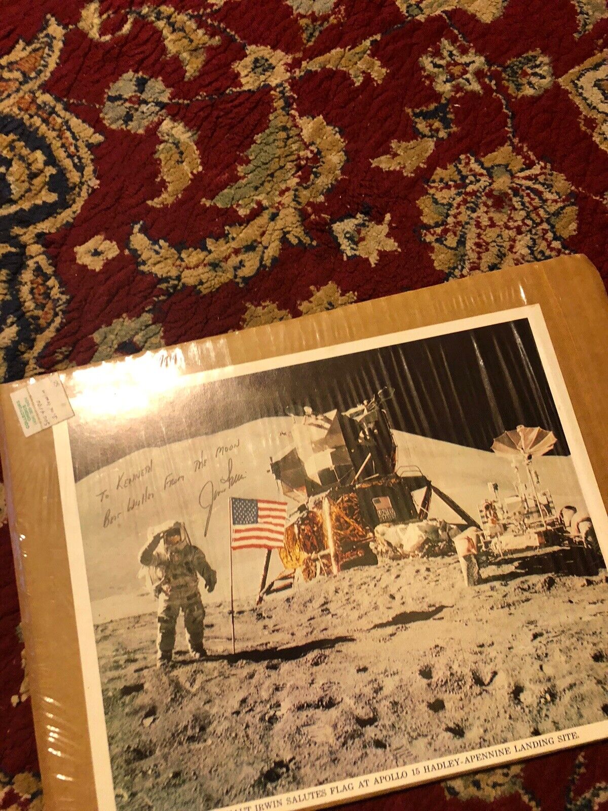 Apollo 15 Moonwalker Jim Irwin Signed Lithograph With Business Card On The Back.