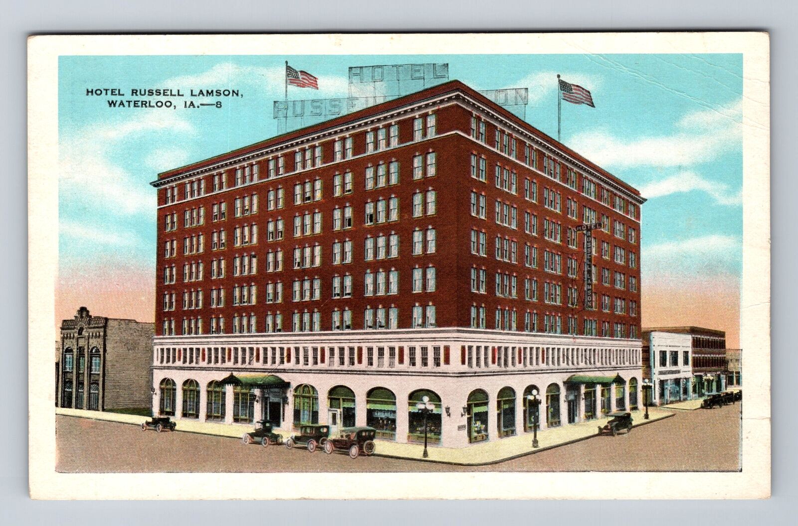 Waterloo IA-Iowa, Hotel Russell Lamson, Advertising, Antique Vintage Postcard
