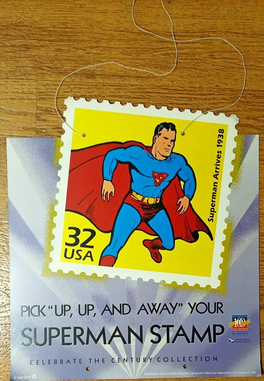 USPS Post Office Superman  Stamp Poster  string hanger 16\