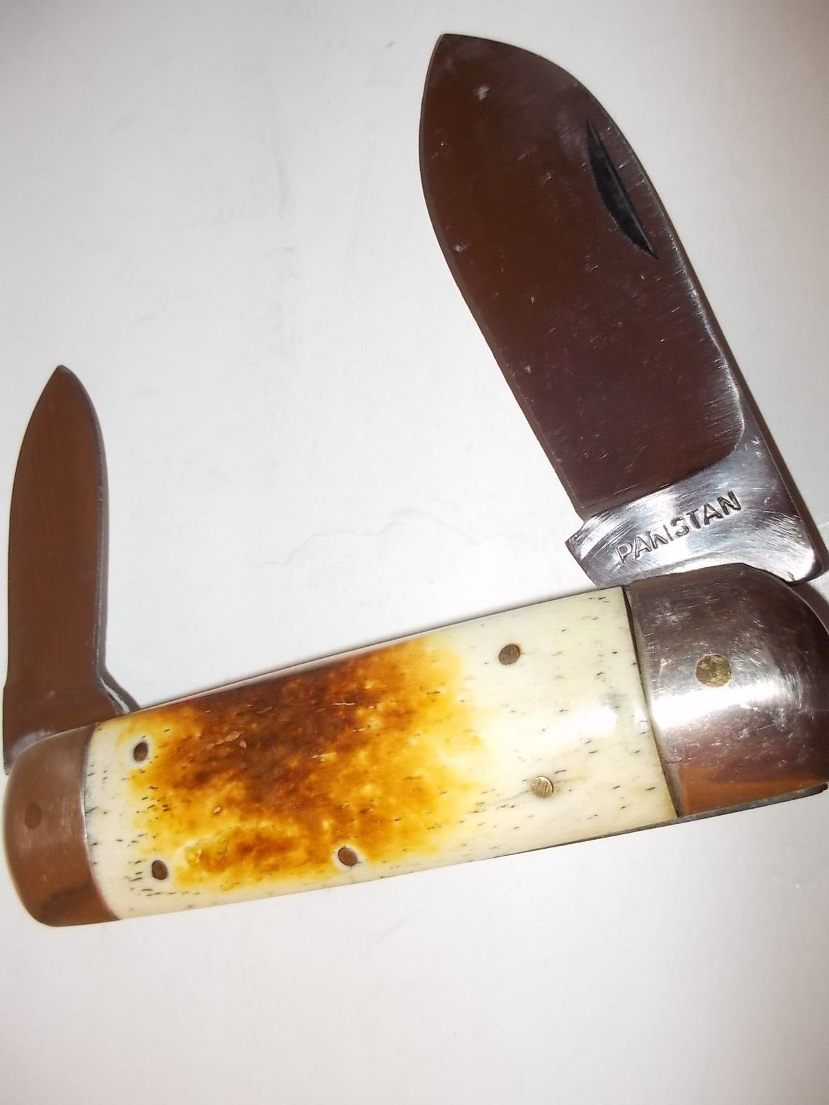 SPORTS KNIFE PAKISTAN MANUAL VINTAGE Stainless Folding STAG HANDLE Pocket Knife