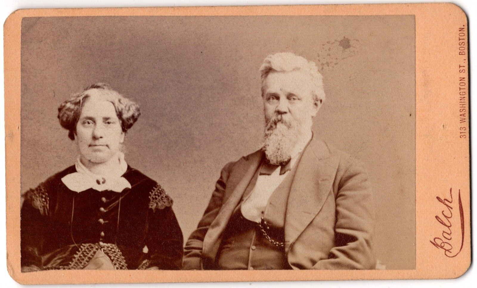 ANTIQUE CDV CIRCA 1870s BALCH ROMANTIC OLDER COUPLE HUSBAND & WIFE BOSTON MASS.
