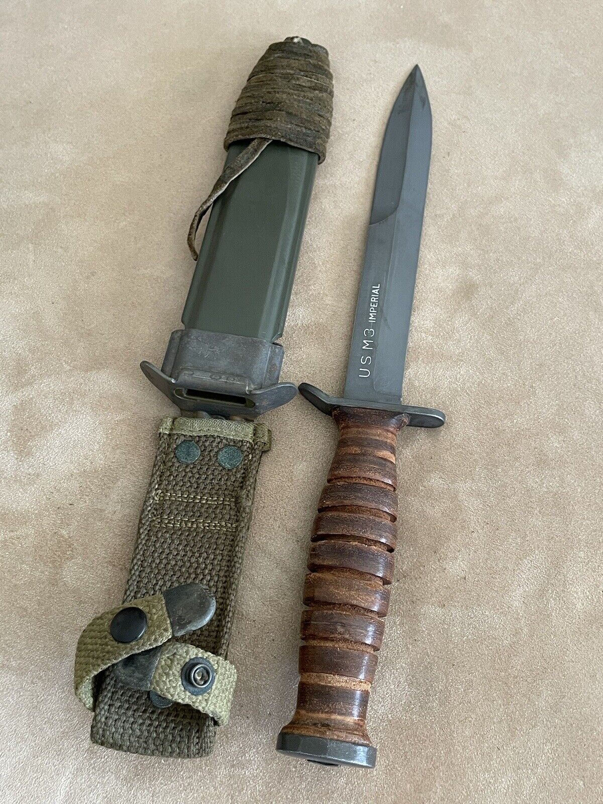 WWII 2 US M3 Imperial Blade Marked Paratrooper D-Day Trench Fighting Knife M8