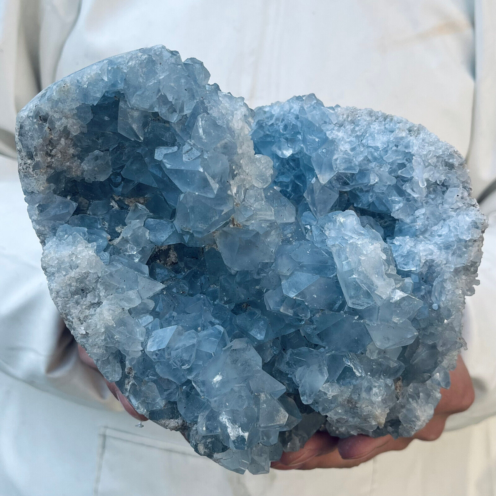 7.5lb Large Natural Blue Celestite Crystal Geode Quartz Cluster Mineral Specime