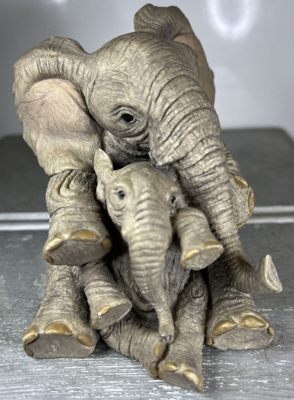Elephant Mother $ Baby Hand Painted Vintage Collectable Figurine Display