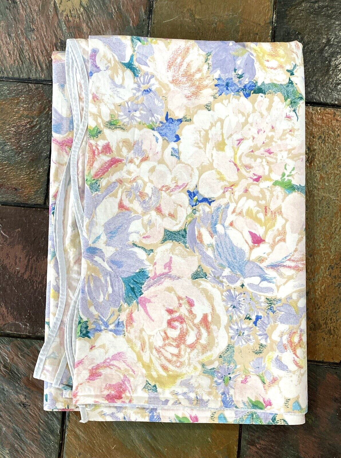Vintage Wamsutta Supercale Floral 100% Cotton TWIN Flat Sheet USA