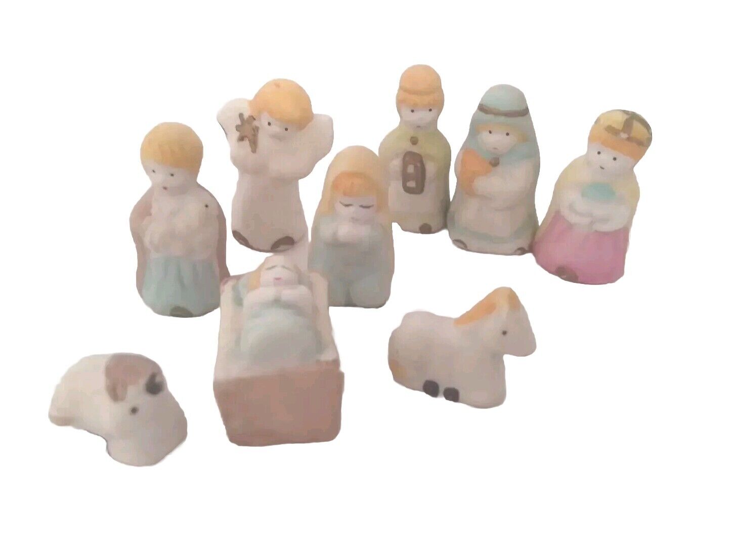 Vintage Child\'s Nativity Set 9 pc Ceramic Handpainted Japan ? 1.5\