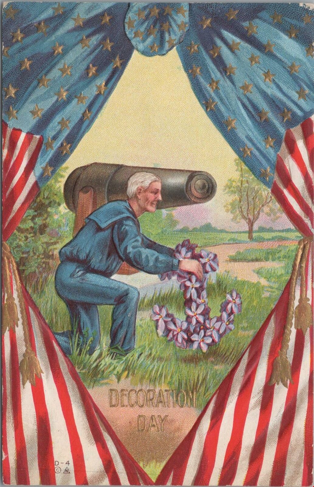 Patriotic Postcard Decoration Day American Flag 1912