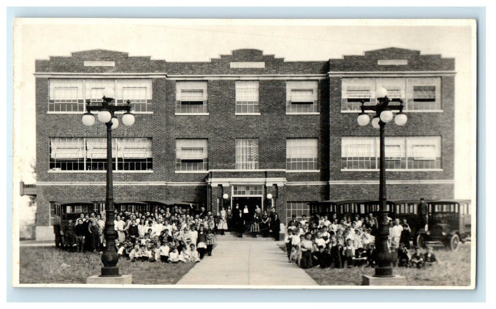 c1910's Franklin School Busses Students Massachusetts MA RPPC Photo Postcard