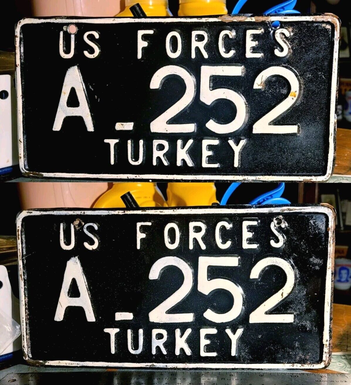 INTL - U.S. FORCES in TURKEY, ADANA NATO base,  scarce PAIR of license plates
