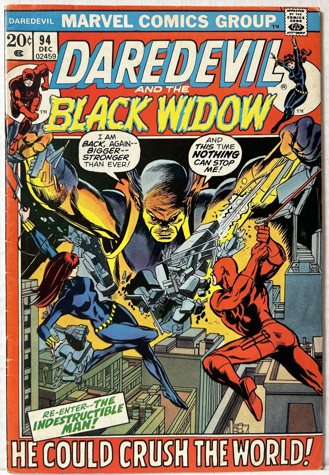 Daredevil #94 He Can Crush the World Black Widow Marvel 1972 VG-FN