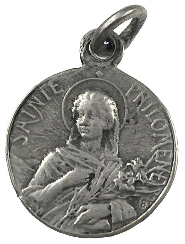 Vintage Catholic St Philomene, St Curs Dars Petite Religious Medal