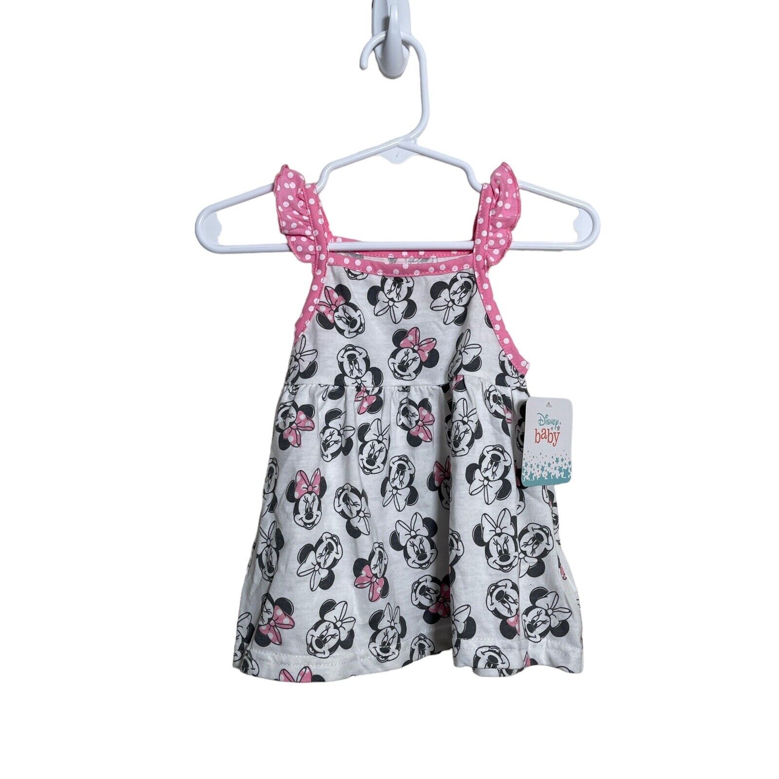 Disney Baby Girl's Dress 3/6 Months Minnie Mouse NWT White Pink