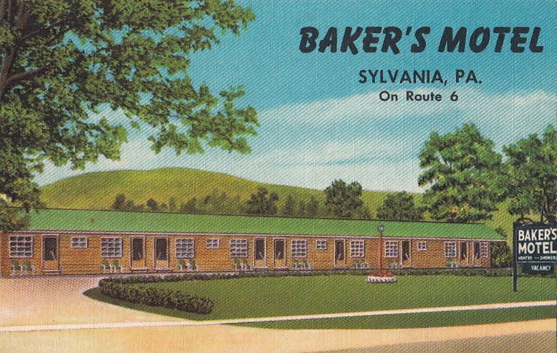 Postcard Baker's Motel Sylvania PA