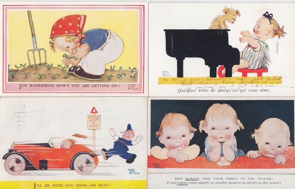 MABEL LUCIE ATTWELL CHILDREN HUMOR 50 Vintage Postcards Mostly pre-1940 (L4140)