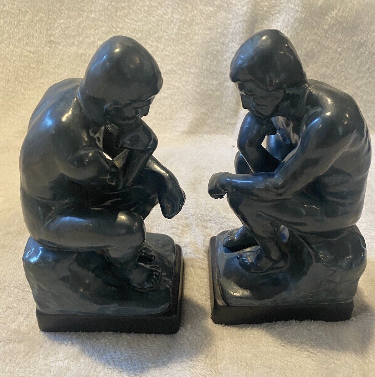 “The Thinker” Statues/Bookends Rare Heavy Collectible Reading Time Sculptures