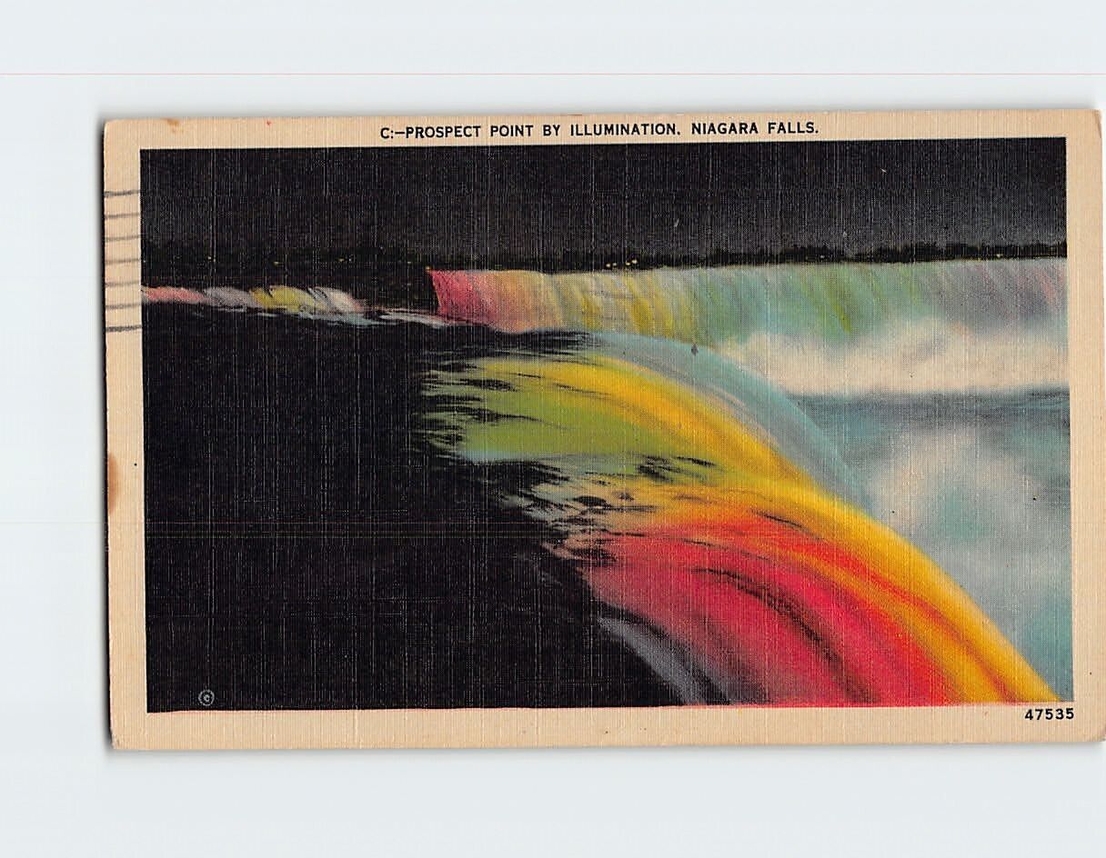 Postcard Prospect Point by Illumination Niagara Falls New York USA