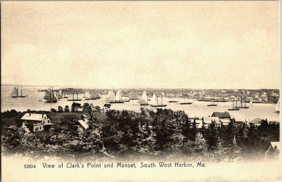 1905. SOUTH WEST HARBOR, ME. CLARK'S POINT AND MANSET. POSTCARD QQ11