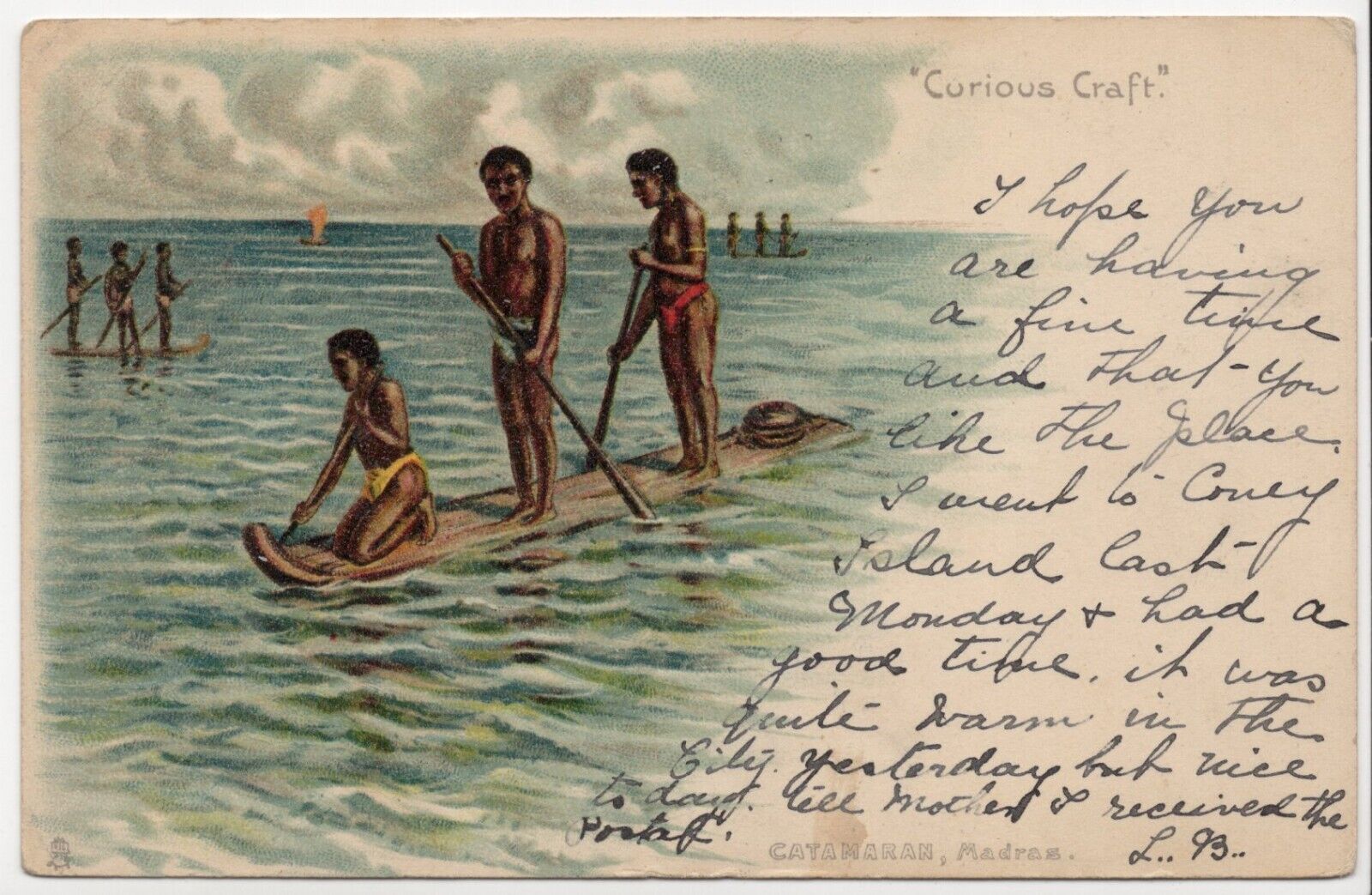 Tuck Antique Postcard Kattumaram Madras India Posted Undivided Back Era