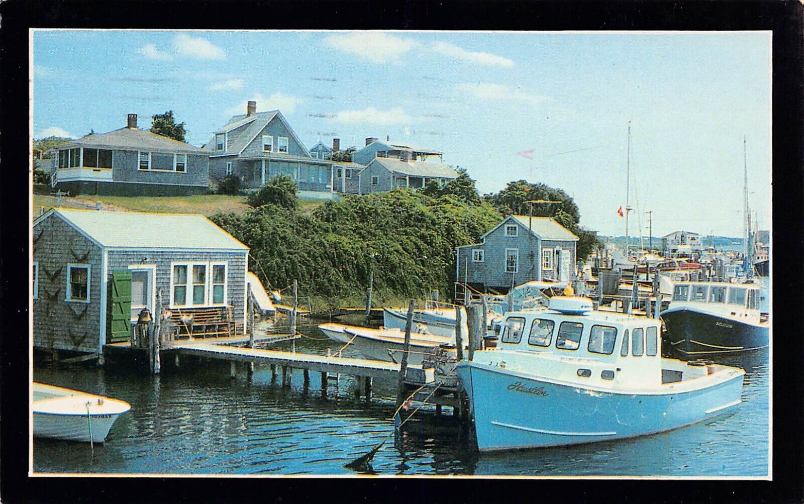 Martha\'s Vineyard Menemsha MA Creek Harbor Yacht Club Vtg Postcard B54