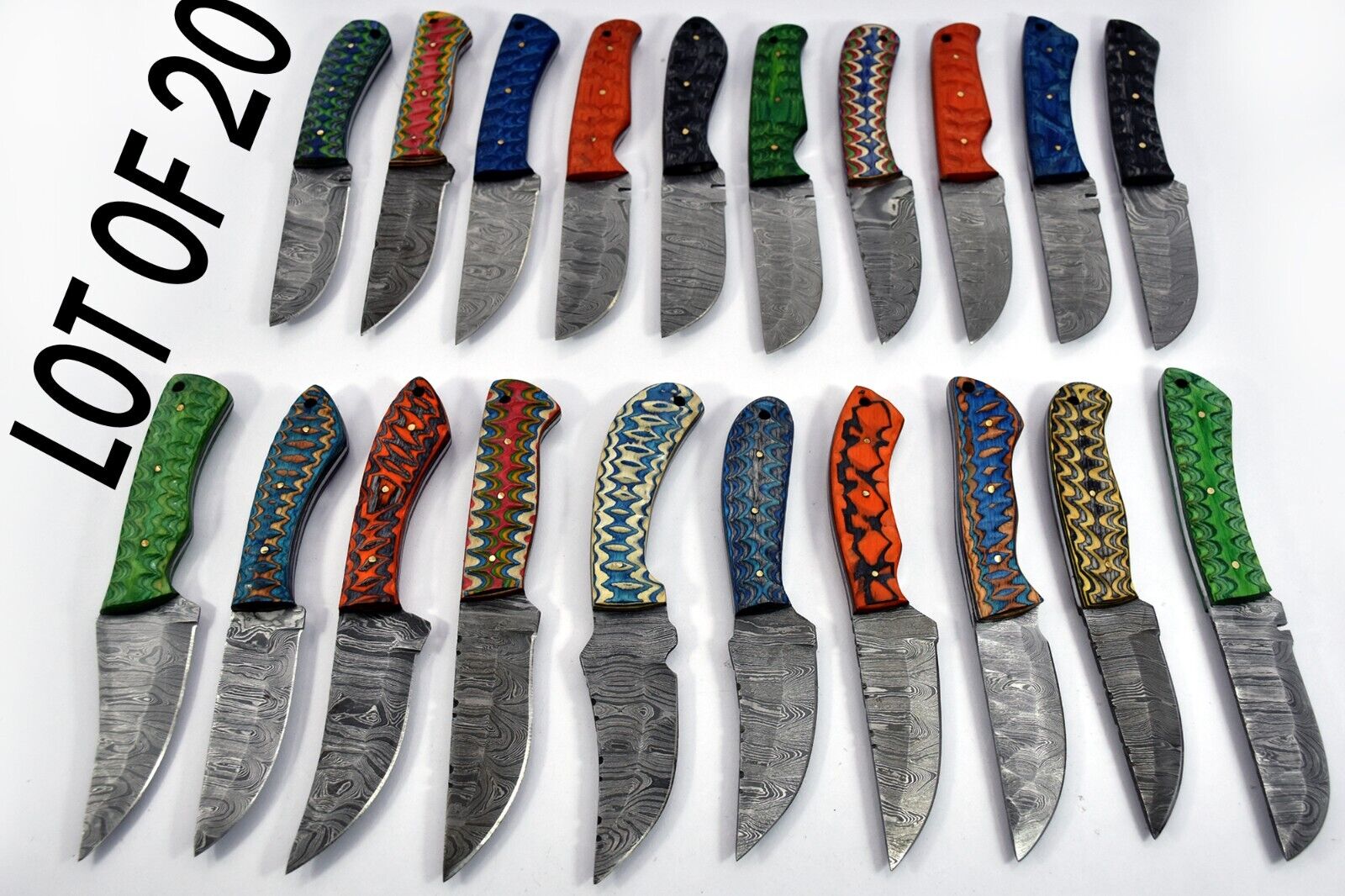 20 pieces Damascus steel steel skinning knives with leather sheath UM-5057