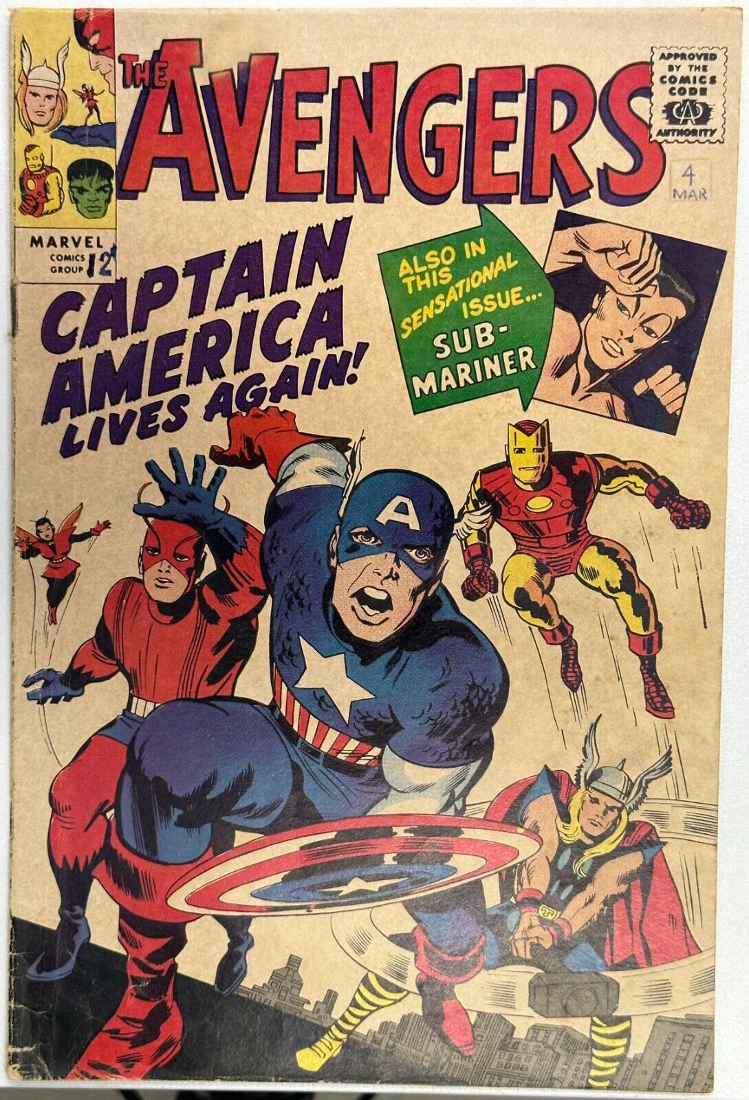 Avengers #4, Golden Record Reprint, VG, Marvel Comics 1966