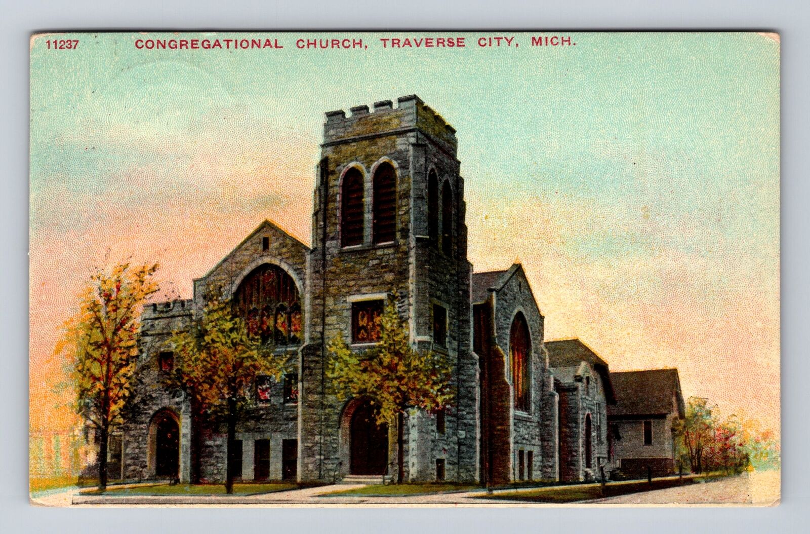 Traverse City MI-Michigan, Congregational Church, Antique Vintage Postcard