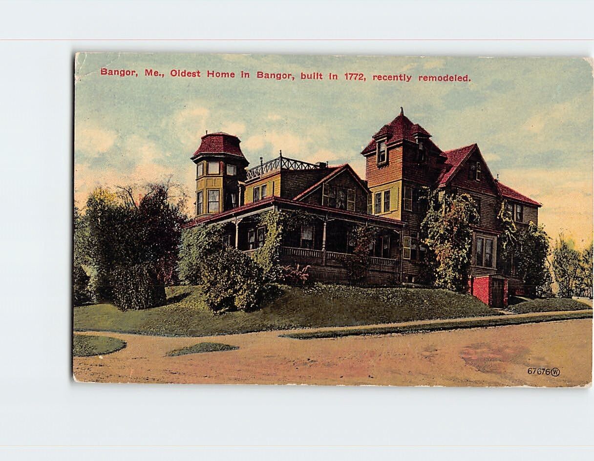 Postcard Oldest Home in Bangor Maine USA