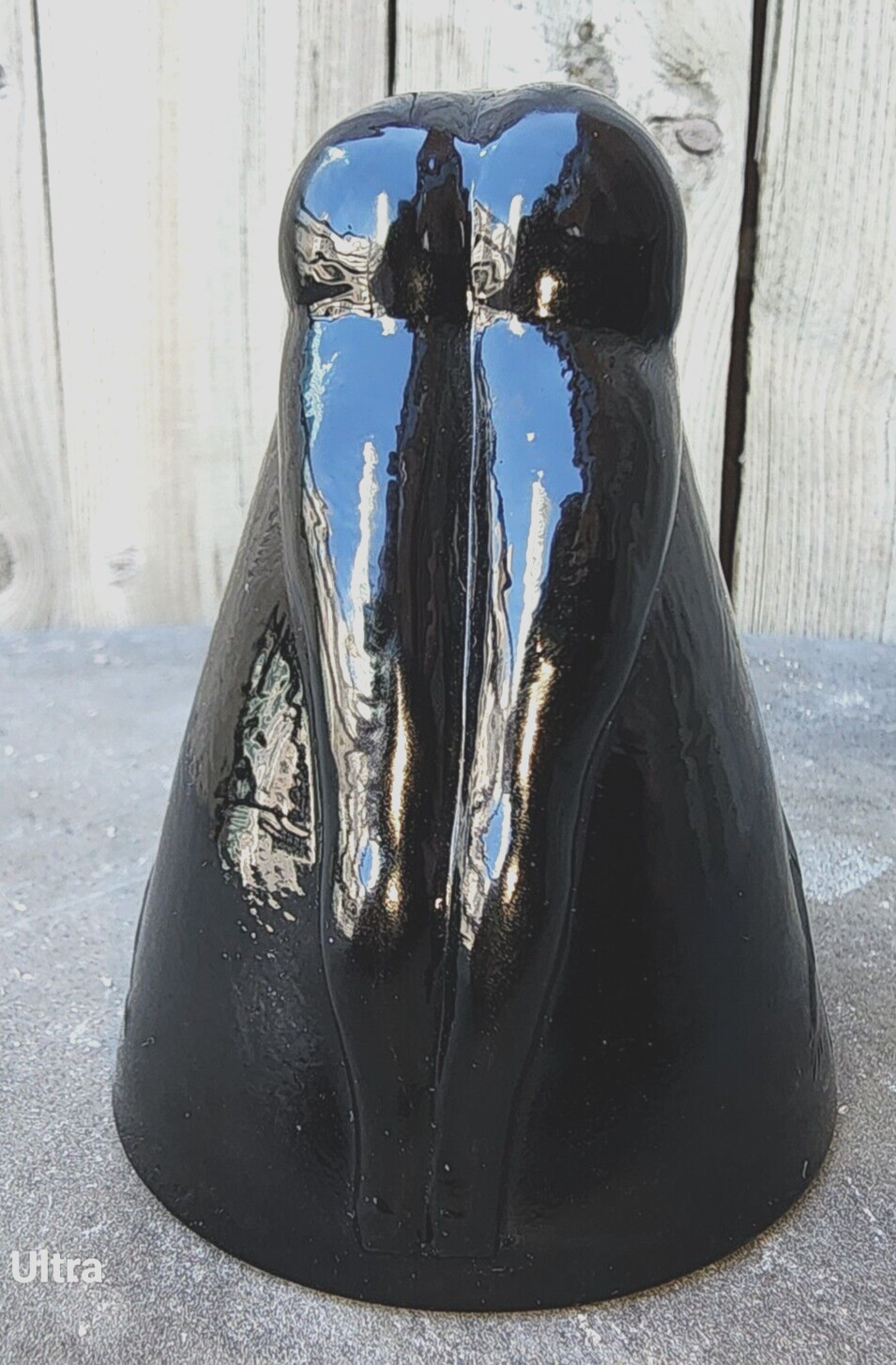 VINTAGE MCKEE STYLE EBONY BLACK  BOTTOMS UP SHOT ART GLASS