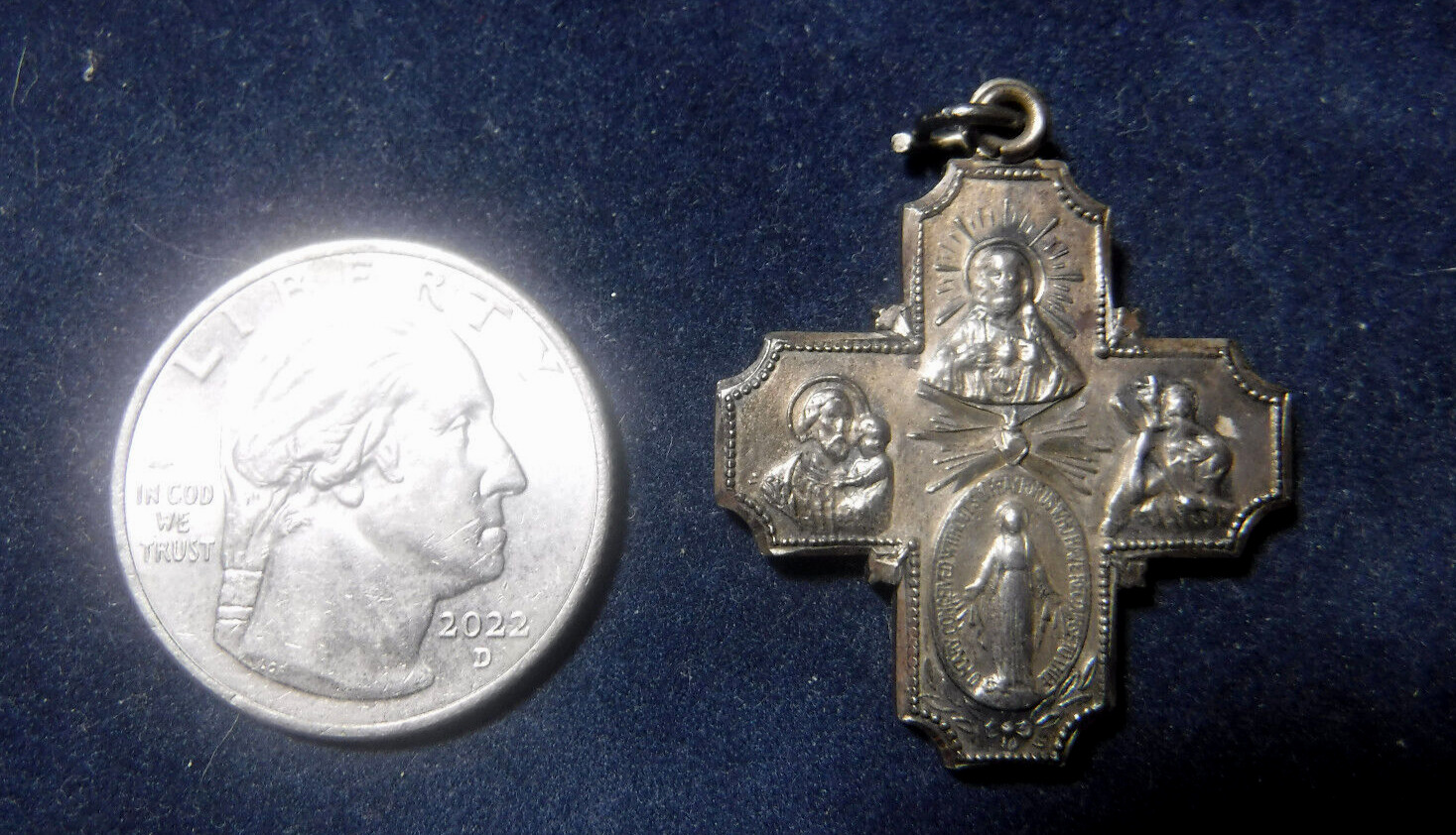 Vintage Four Way Medal Slider Medal Sterling Silver
