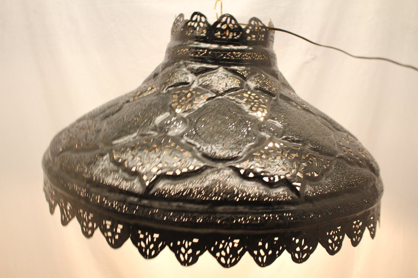  Large Persian Moroccan Black Dome Chandelier, Hand Crafted Circa 1940\'s