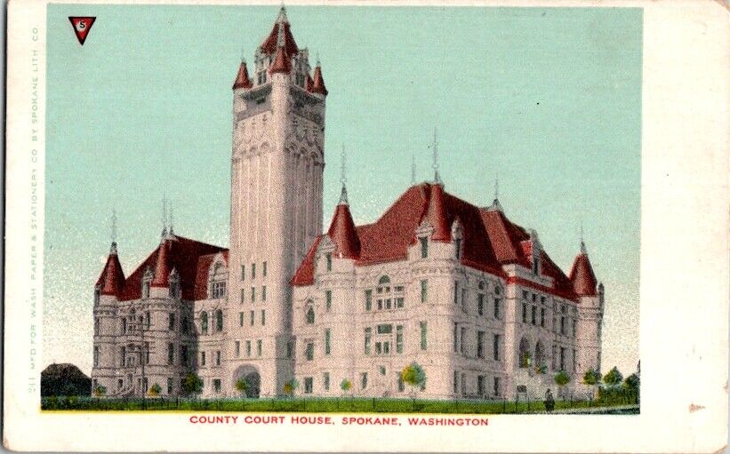 Vintage Postcard County Court House Spokane WA Washington c.1901-1907      K-805