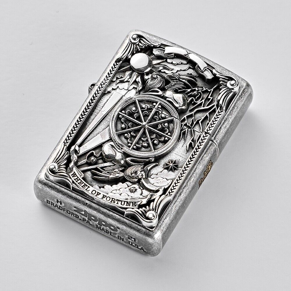 Zippo Lighter Wheel of Fortune Silver EMB Windproof  New In Box