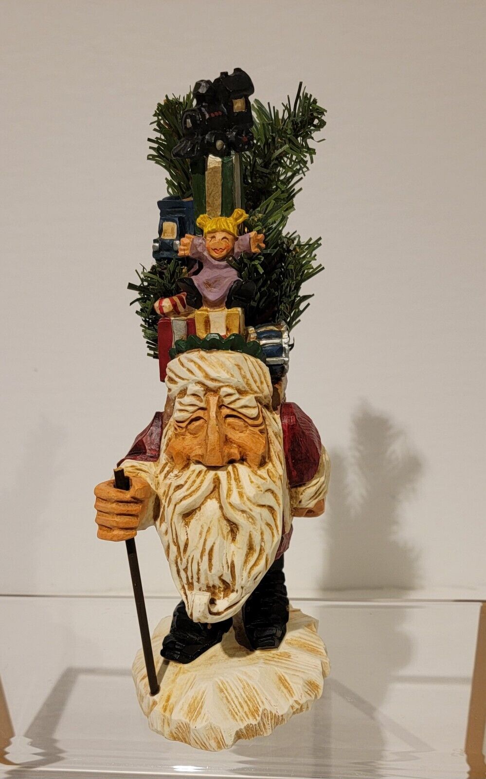 David Frykman Vintage Santa Christmas Figurine Toy Sack Pines  9
