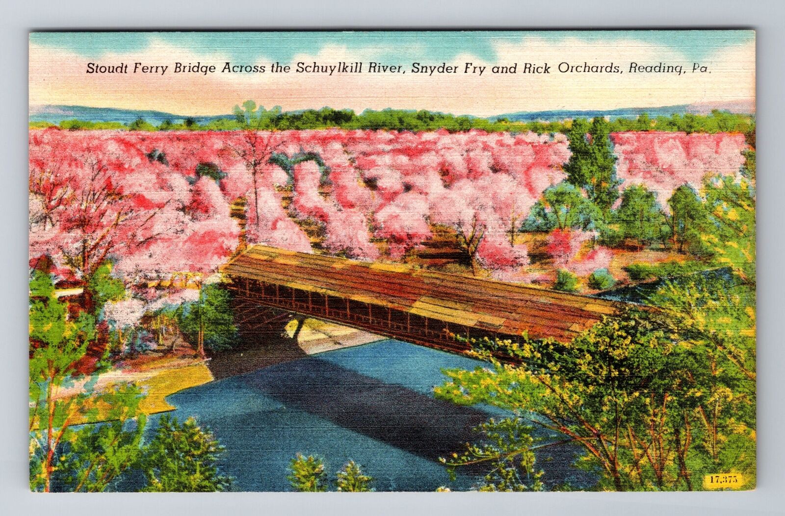 Reading PA-Pennsylvania, Stoudt Ferry Bridge, Schuylkill River, Vintage Postcard