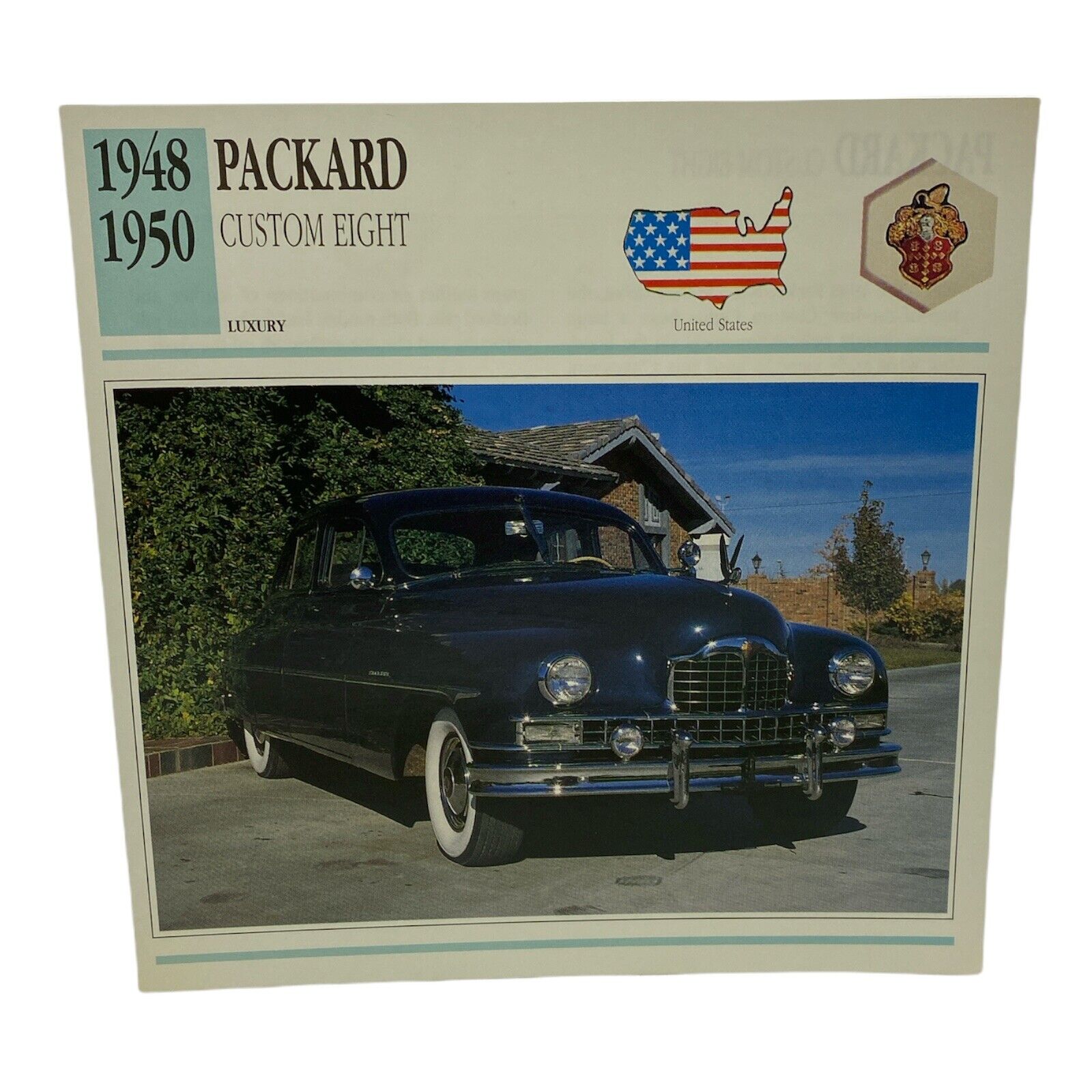Cars of The World - Single Collector Card 1948 1950 Packard Custom Eight