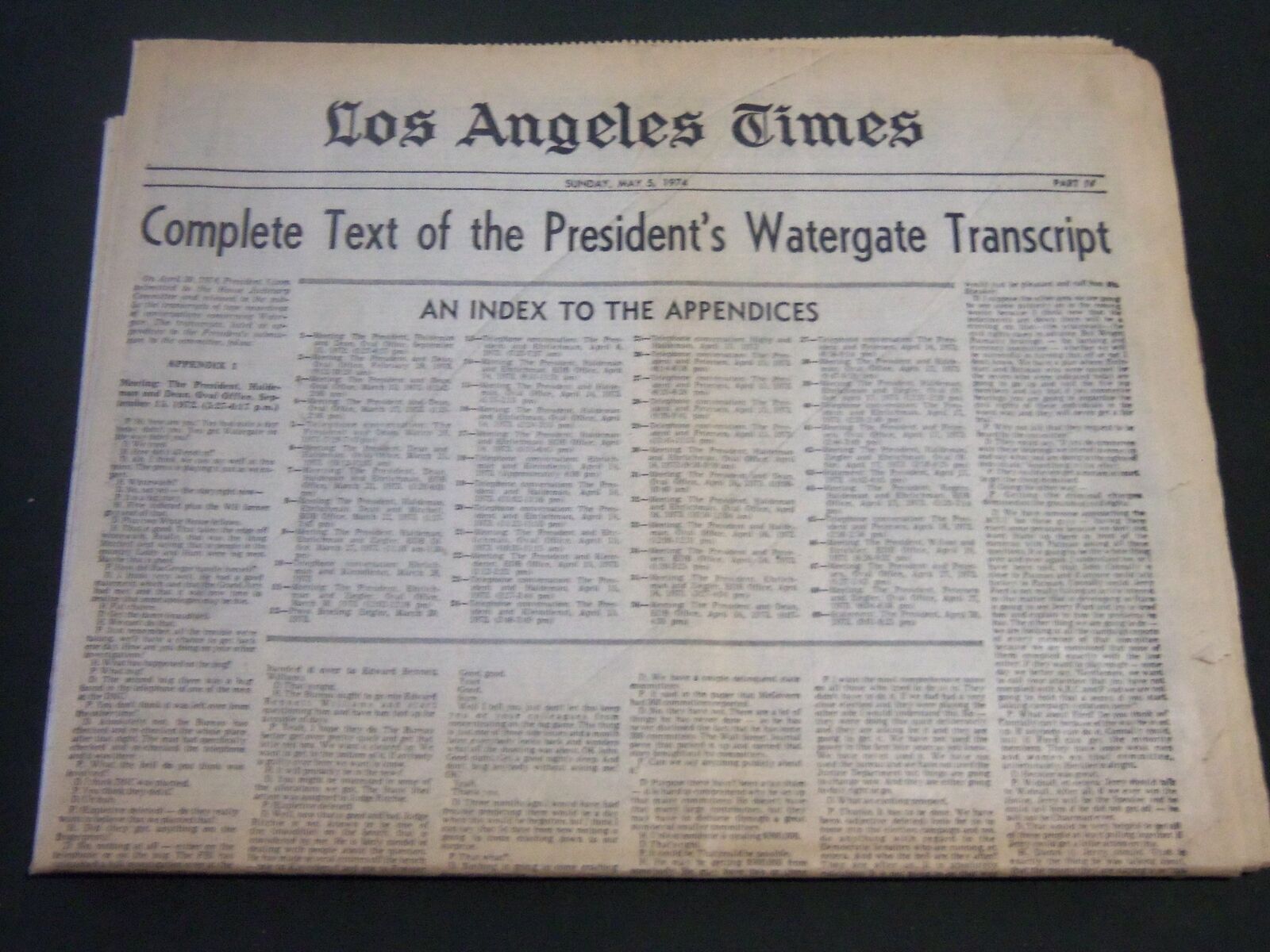 1974 MAY 5 LOS ANGELES TIMES - PRESIDENT WATERGATE TRANSCRIPT COMPLETE - NP 2414