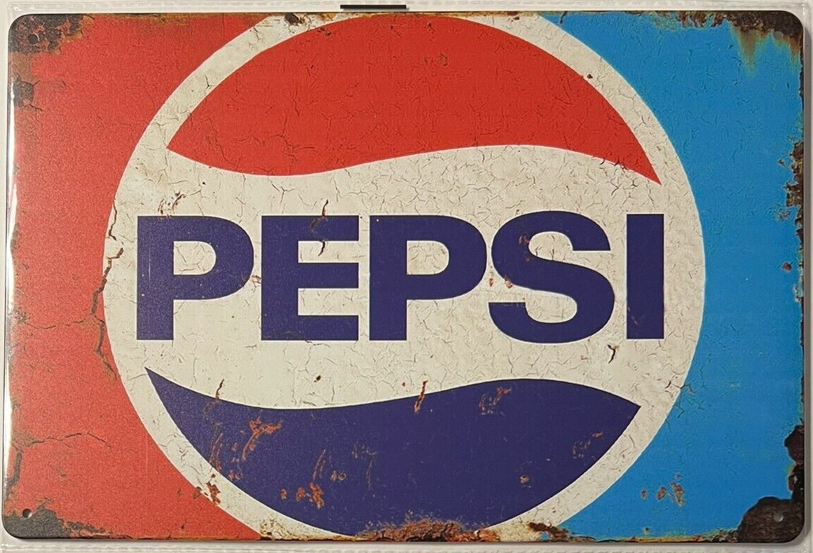 Pepsi-Cola Pepsi Classic Logo Vintage Novelty Metal Sign 12