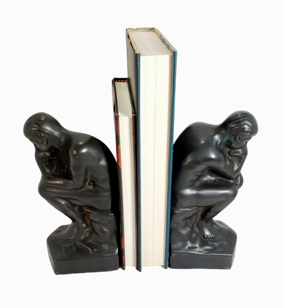 Vintage Rodin Bookends THE THINKER Le Penseur 7-1/2” Heavy