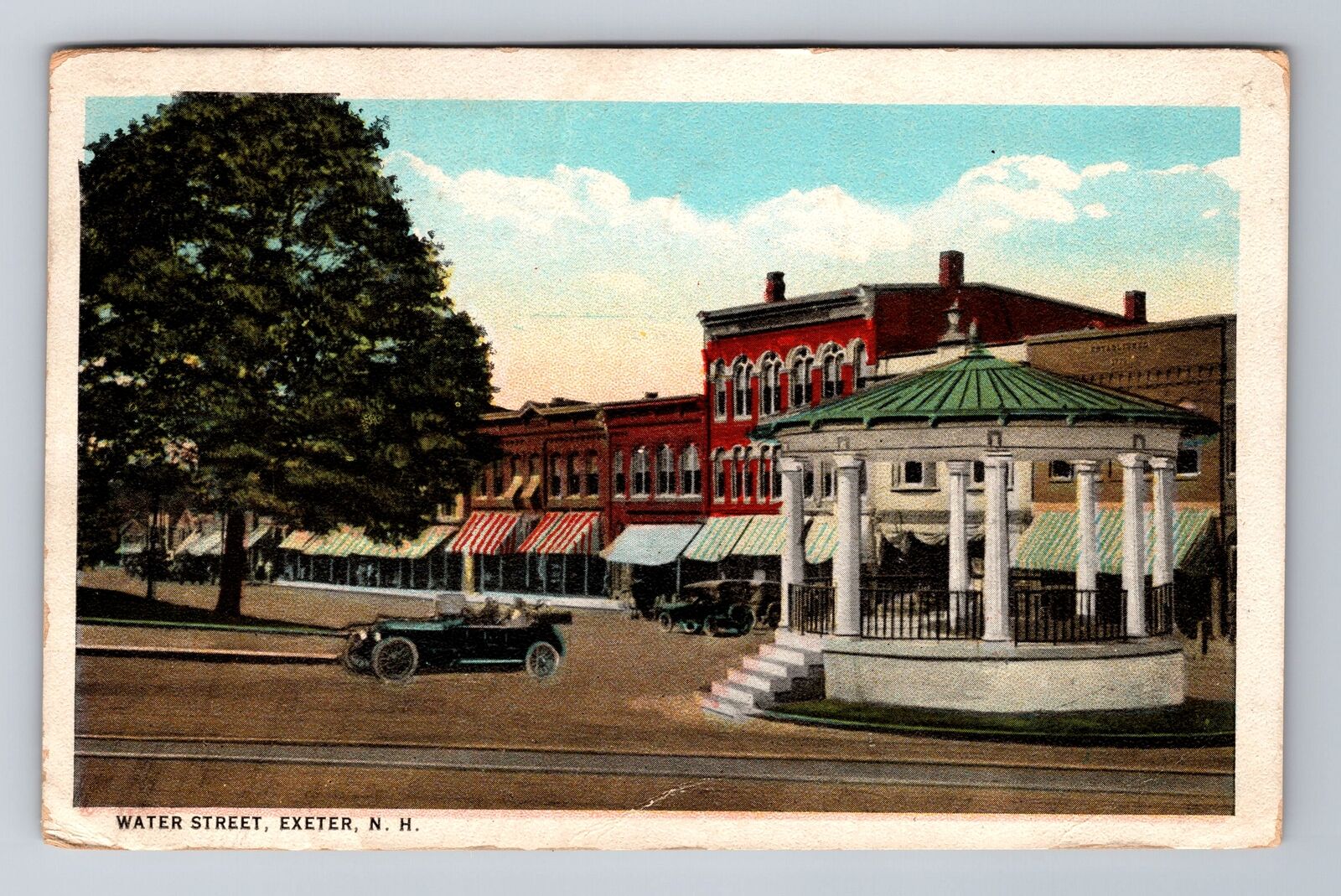 Exeter NH-New Hampshire, Water Street, Antique, Vintage c1926 Souvenir Postcard