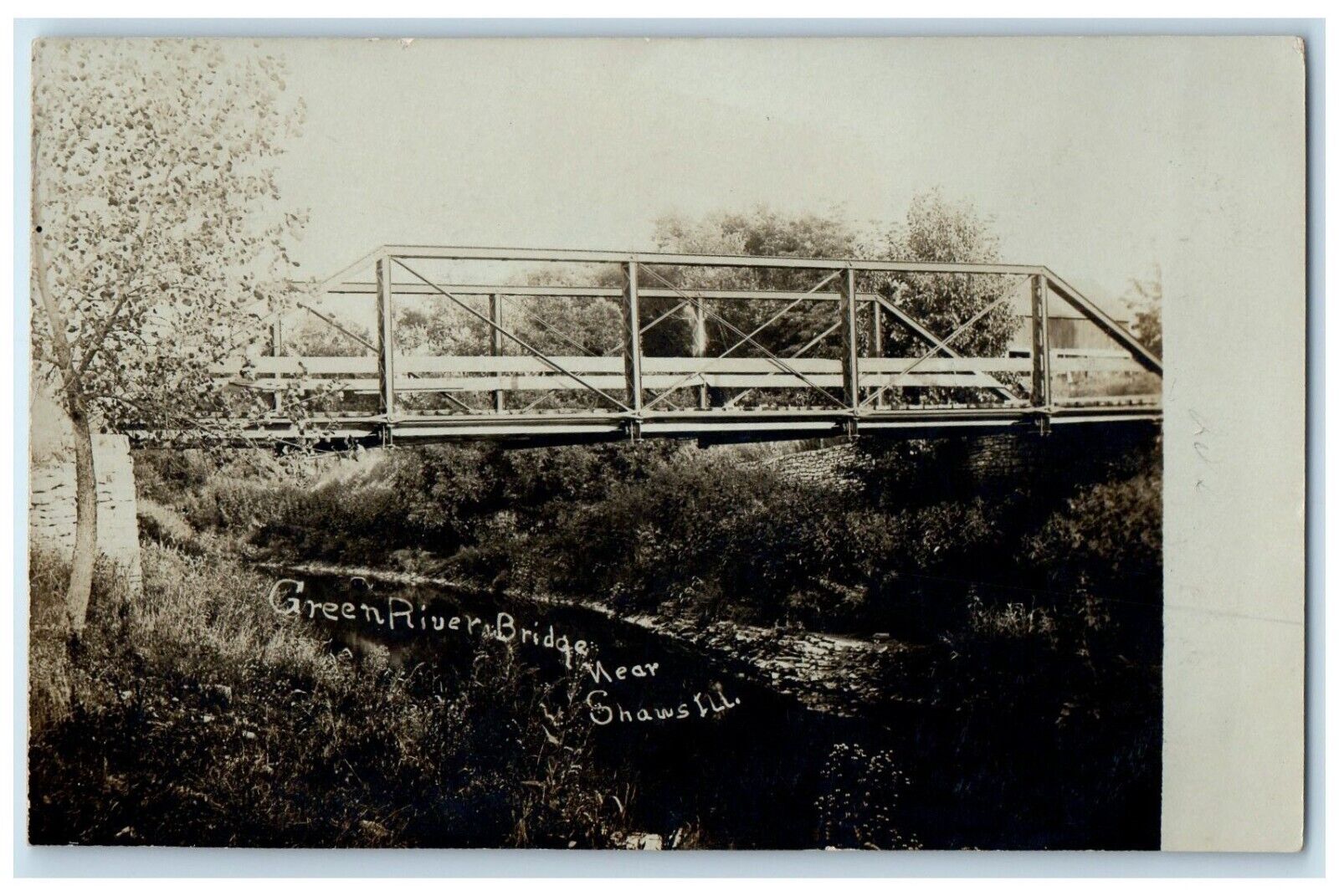 c1910\'s Green River Bridge Near Shaws Illinois IL RPPC Photo Antique Postcard