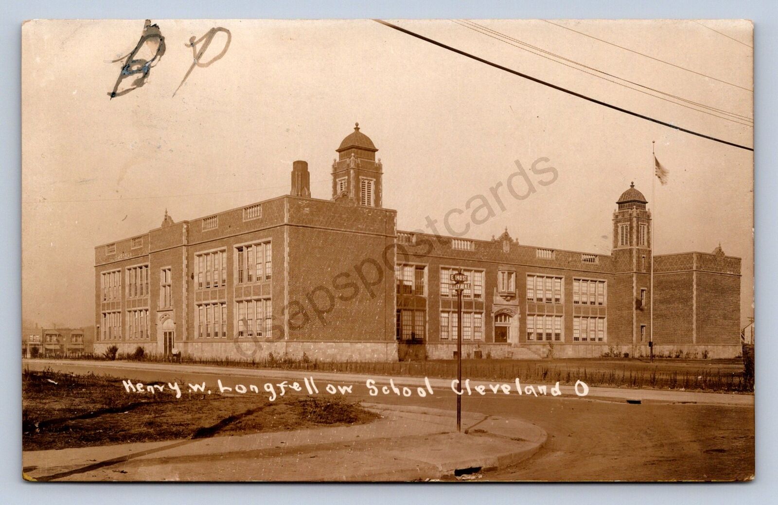 K4/ Cleveland Ohio RPPC Postcard c1910 Henry Longfellow School  498