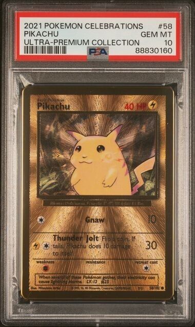 PSA 10 GEM MT Pokemon Celeb. Pikachu #58 Gold Metal Ultra Premium Collection