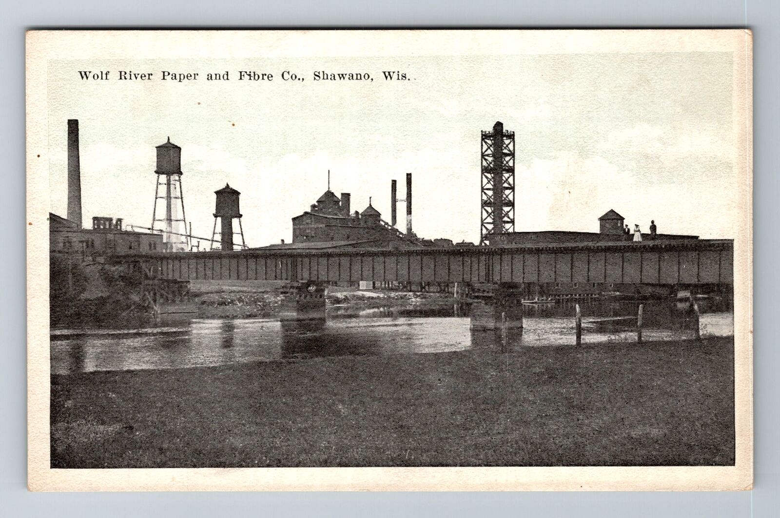Shawano WI-Wisconsin, Wolf River Paper & Fibre Co, Antique, Vintage Postcard