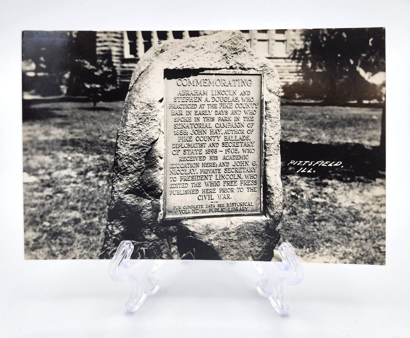 RPPC Postcard~ Monument~ Abraham Lincoln & Stephen Douglas~ Pittsfield, IL
