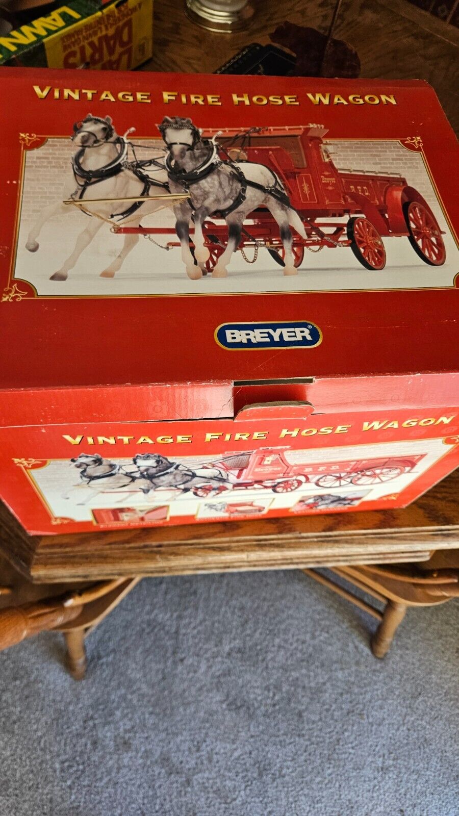 Breyer Vintage Fire Hose Wagon With Box Papers, Antique rare Missing Horses