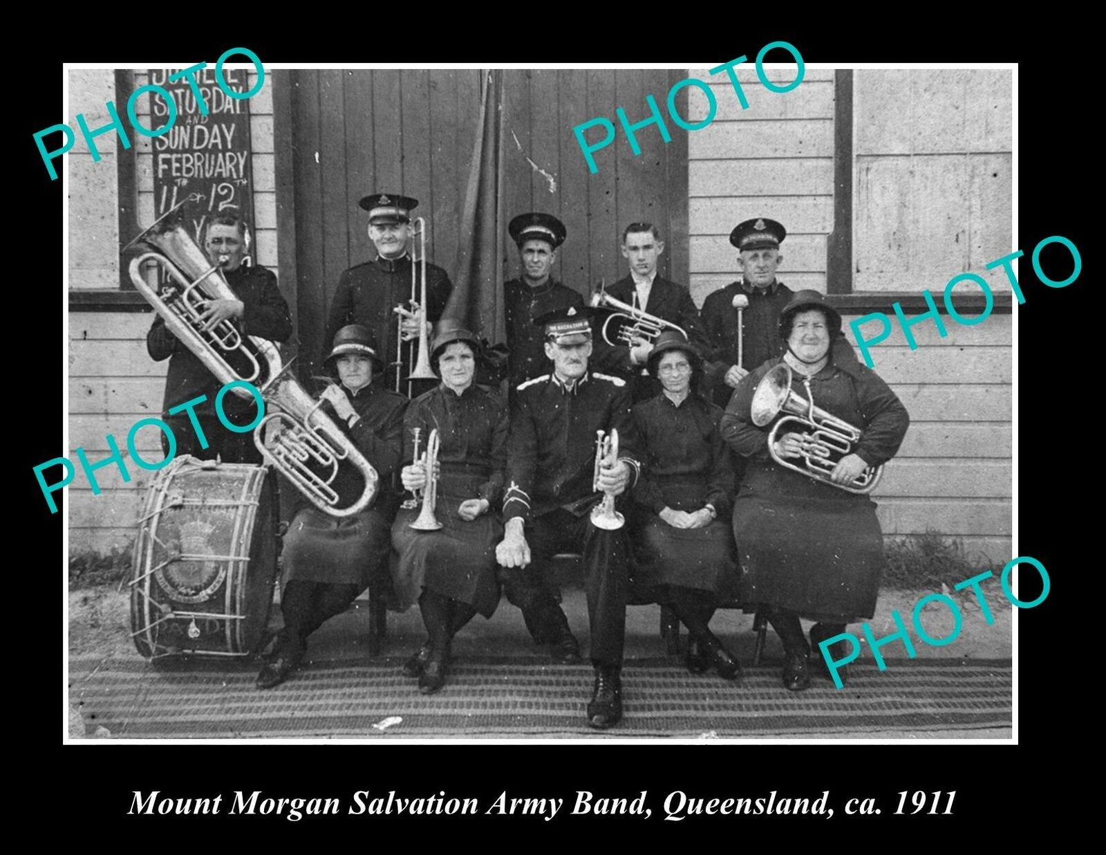 OLD 8x6 HISTORIC PHOTO OF MOUNT MORGAN QLD SALVATION ARMY BAND c1911