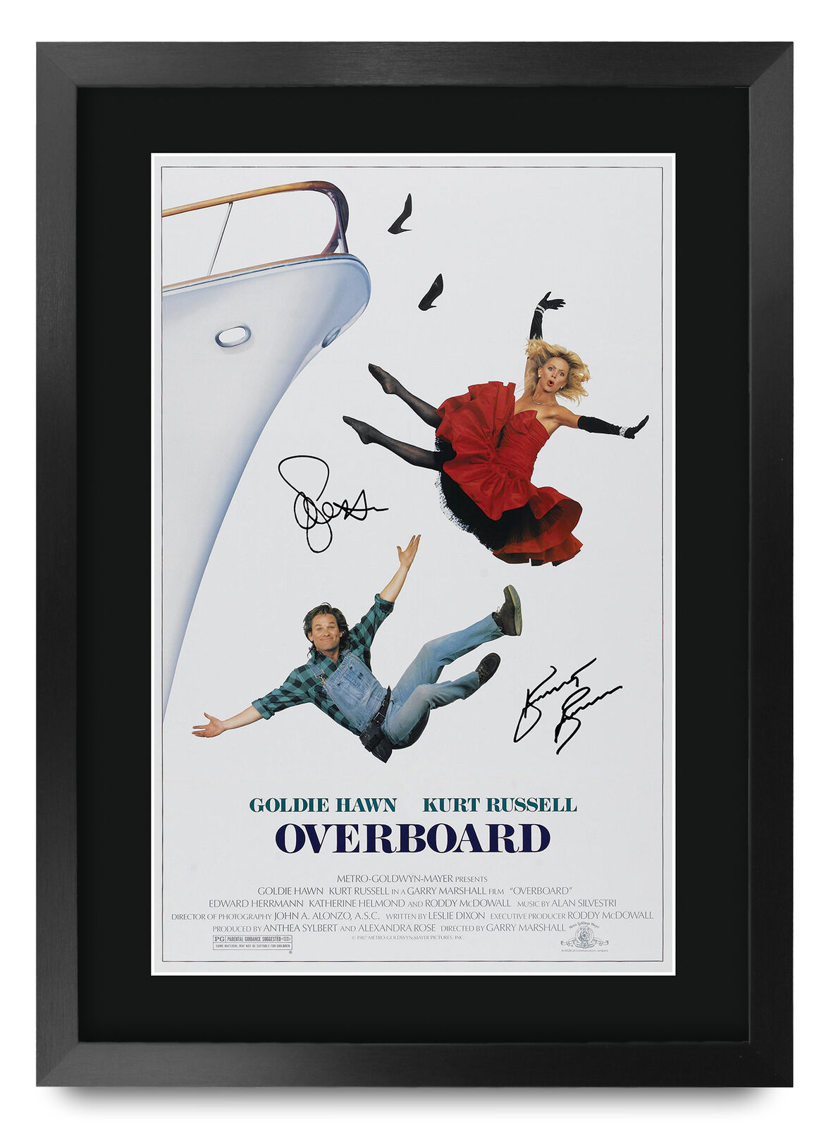 Overboard A3 Framed Goldie Hawn, Kurt Russell Poster Signed Print for Movie Fans