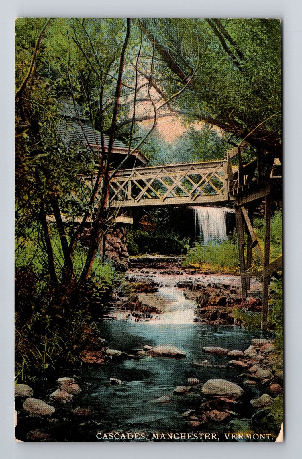 Manchester VT-Vermont, Cascades, Antique, Vintage Souvenir Postcard
