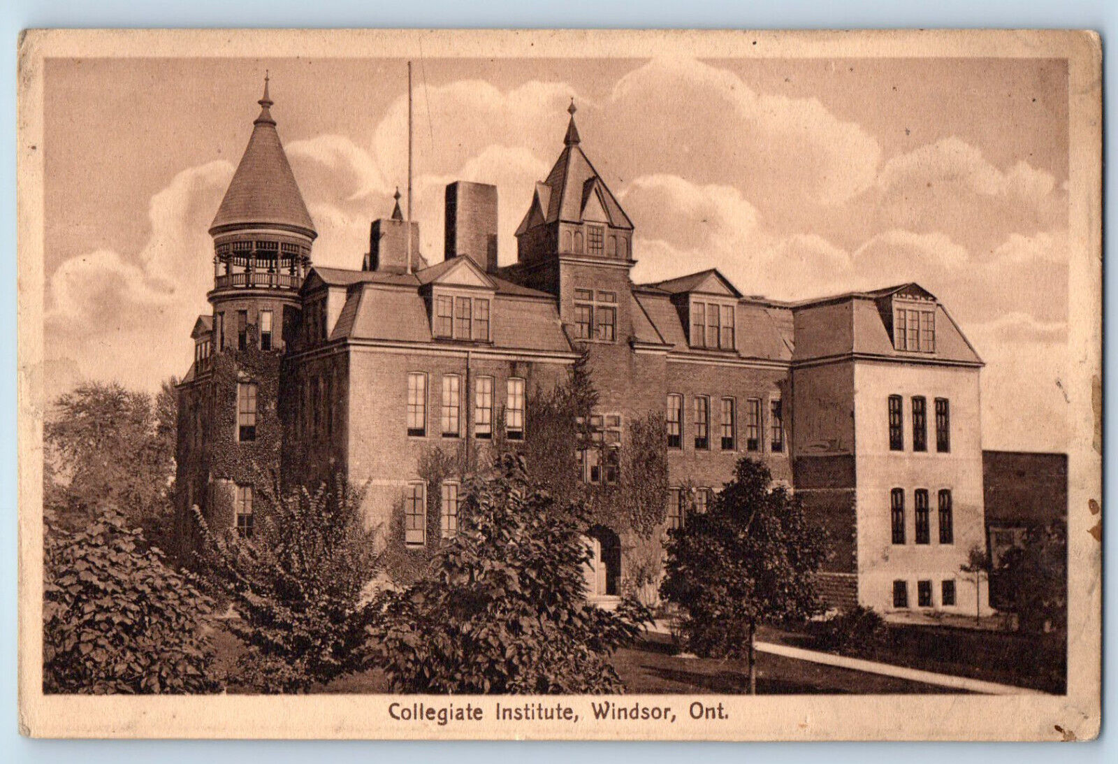Windsor Ontario Canada Postcard Collegiate Institute c1920\'s Vintage